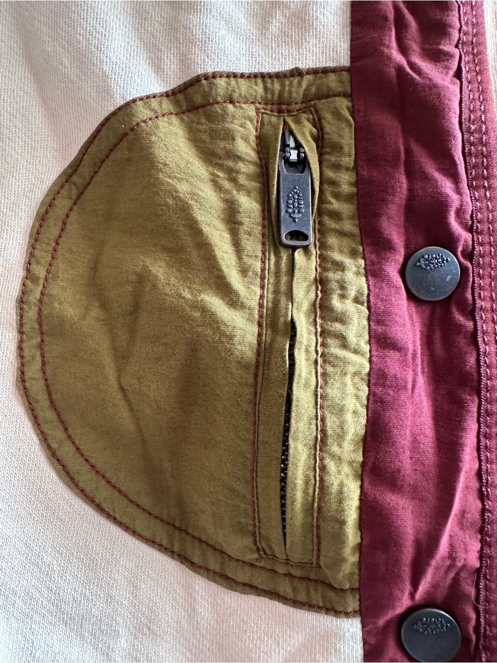 FP Movement by Free People Cream Vest with Burgundy Trim and Olive Patch - Picture 6 of 12